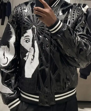 Sade Adu Custom Shattered Black Glass Jacket For Men & Women