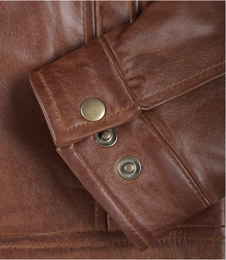 Reeves Men's Harrington Cognac Real Leather Jacket-Leathers' Mens Brown Premium Classic Motorcycle Trucker Leather Jacket