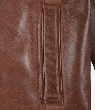 Reeves Men's Harrington Cognac Real Leather Jacket-Leathers' Mens Brown Premium Classic Motorcycle Trucker Leather Jacket