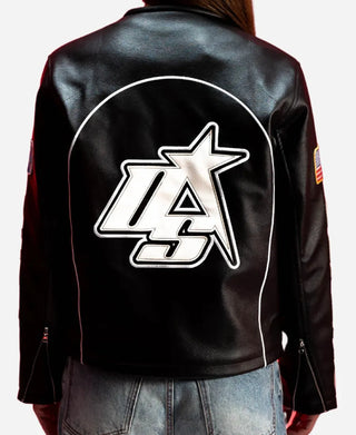 Serene GT Double Zipper PU Leather Black Jacket For Sale