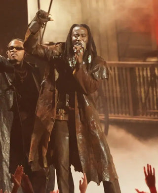 Shaboozey 2026 VMAs Performance Brown Leather Coat
