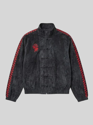 Shadow The Hedgehog Black Suede Bomber Jacket