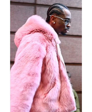 Shai Gilgeous-Alexander Hooded Pink Faux Fur Jacket