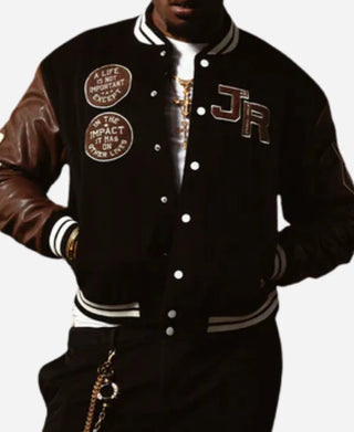 Shop Peace Collective x Jackie Robinson 2026 Black Varsity Jacket