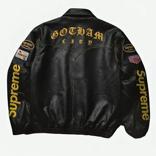 Shop The Batman x Supreme Black Racing Leather Jacket