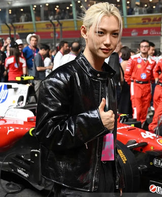 Singapore Grad Prix Felix Black Leather biker Jacket
