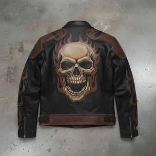  Skull Flame Leather Jacket