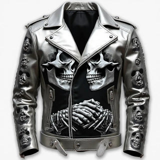Skull & Skeleton Leather Motorcycle Jacket