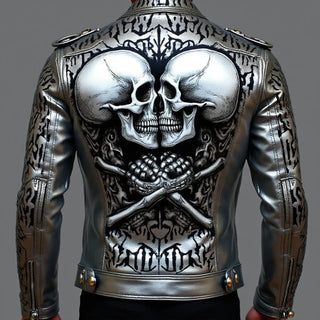 Skull & Skeleton Leather Motorcycle Jacket For Men & Women