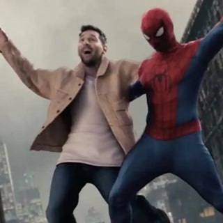 Spider Man Meets Messi Beige Suede Jacket