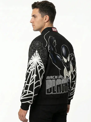 Spiderman Back in Black Varsity Black Jacket For Men & Women
