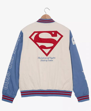 Superman Varsity Snap Tab Button Jacket