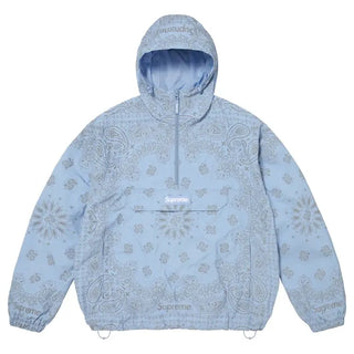 Supreme Reflective Bandana Blue Half Zipper Hoodie