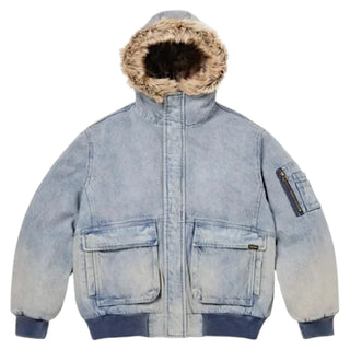 Supreme Reversible Faux Fur Hooded Work Blue Jacket