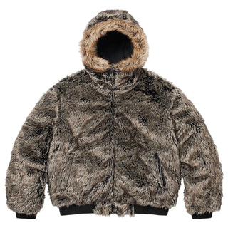 Supreme SS26 Reversible Faux Fur Hooded Black Jacket 