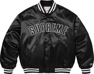 Supreme SS26 Satin Black Varsity Jacket