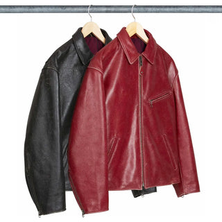 Supreme Schott Distressed Black & Maroon Jacket