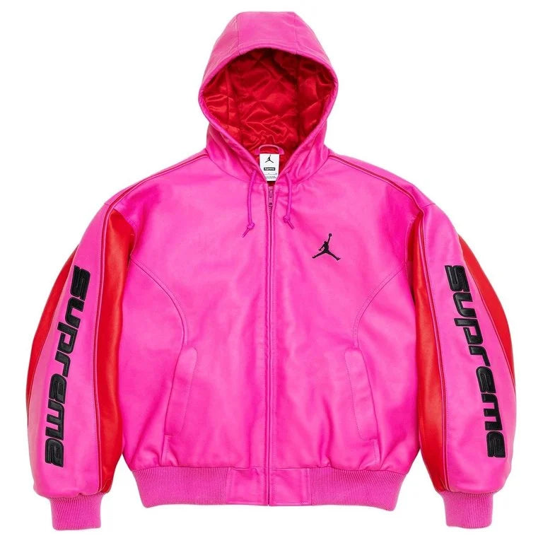 Supreme x Jordan Hooded Leather Jacket – The Street Jacket Supreme x Jordan Hooded Leather Jacket – The Street Jacket