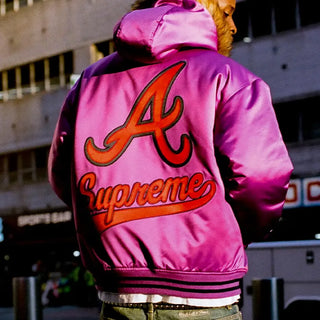 Supreme x Mitchell & Ness Atlanta Braves Hooded Varsity Jacket