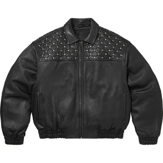 Swarovski Studded black Quilted Leather Jacket