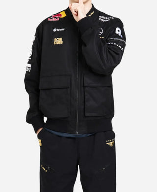 T1 2025 Esports Team Worlds Uniform Black Bomber Jacket

