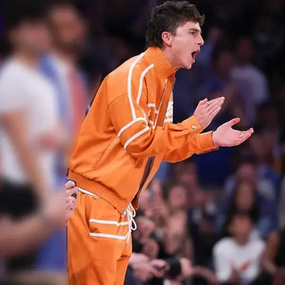 Timothée Chalamet NBA Finals Game 3 Zipper Orange  Tracksuit