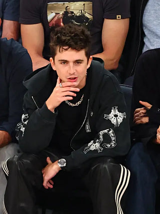 Timothée Chalamet NY Knicks Playoff Game Black Hoodie