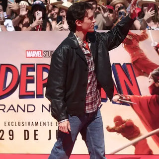 Tom Holland  New Day Spider Man Premier Black Leather Jacket  