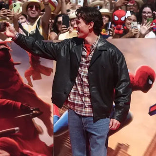 Tom Holland Spider Man New Day Premier Leather Jacket Black For Men & Women