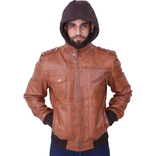 removable hood tan jacket