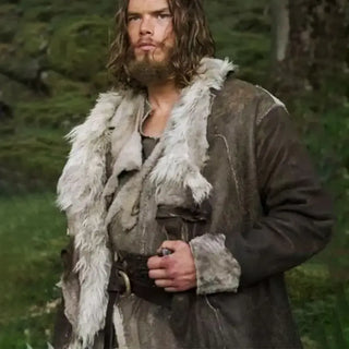 Vikings Valhalla Sam Corlett Leather Fur Trench Brown Coat For Men & Women