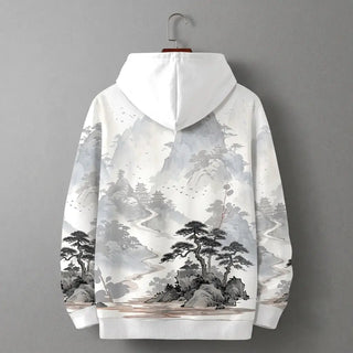 White Japanese Wolf Samurai Graphic Hoodie