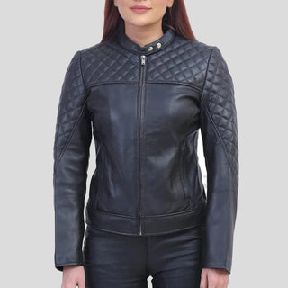 Womens black cafe racer jacket