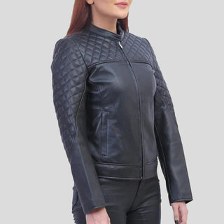 Womens quilted leather jacket