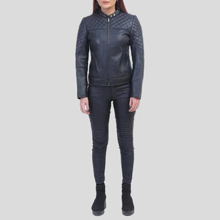 Womens quilted shoulder cafe racer jacket 