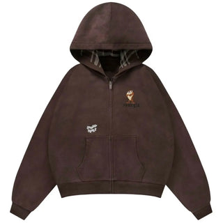 YoungLA x Looney Tunes Plaid Brown Hoodie