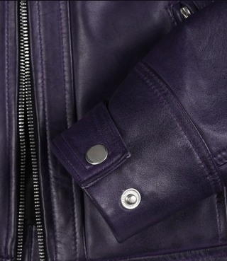 Men's Genuine Leather Quilted Biker Jacket, Purple Leather Motorcycle Jacket, Purple Riding Jacket, Purple Biker Jacket