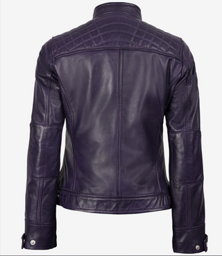 Men's Genuine Leather Quilted Biker Jacket, Purple Leather Motorcycle Jacket, Purple Riding Jacket, Purple Biker Jacket