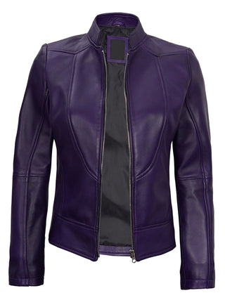 Women's Purple Modern Fit Biker Leather Jacket Purple Leather Jacket Genuine Purple Leather Biker Jacket