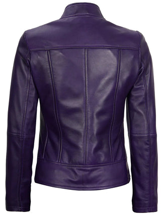 Women's Purple Modern Fit Biker Leather Jacket Purple Leather Jacket Genuine Purple Leather Biker Jacket