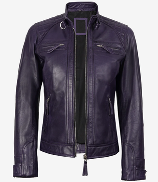 Men's Genuine Leather Quilted Biker Jacket, Purple Leather Motorcycle Jacket, Purple Riding Jacket, Purple Biker Jacket