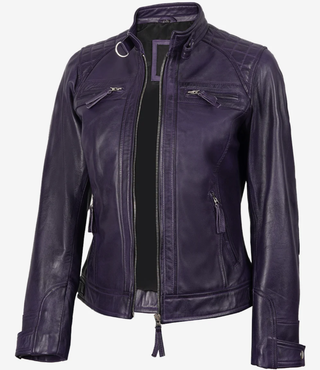 Men's Genuine Leather Quilted Biker Jacket, Purple Leather Motorcycle Jacket, Purple Riding Jacket, Purple Biker Jacket