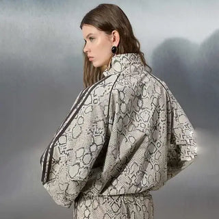 adidas Originals x ASOS oversized track jacket in beige snake print