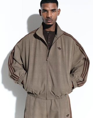 adidas x ASOS brown check track jacket
