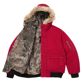 Supreme SS26 Reversible Faux Fur Hooded Red Jacket
