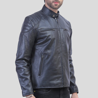 black leather biker jacket