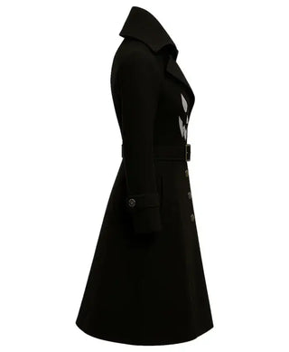 Women Gothic Pumpkin Black Wool Coat