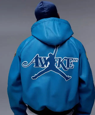 Awake NY x Air Jordan Blue Leather Jacket