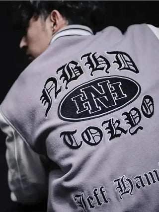 Neighborhood x Jeff Hamilton 2026 Varsity Grey & White Jacket