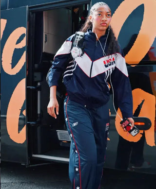 FIBAWWC USA Angel Reese Windbreaker Blue & White Track Jacket For Men & Women 